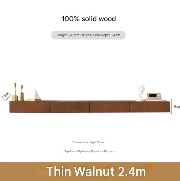 Minimalist Solid Wood Floating TV Cabinet – Wall-Mounted Media Console for Modern Living Rooms