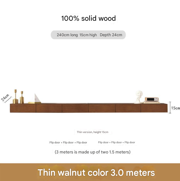 Minimalist Solid Wood Floating TV Cabinet – Wall-Mounted Media Console for Modern Living Rooms