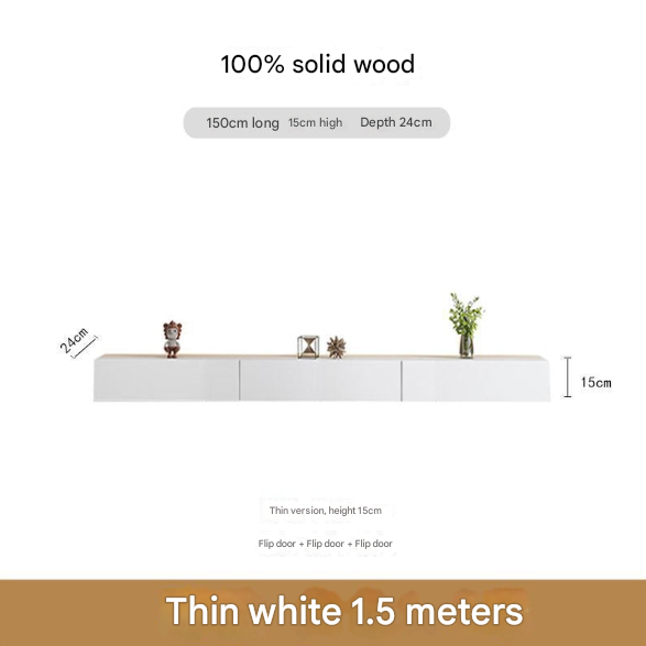 Minimalist Solid Wood Floating TV Cabinet – Wall-Mounted Media Console for Modern Living Rooms