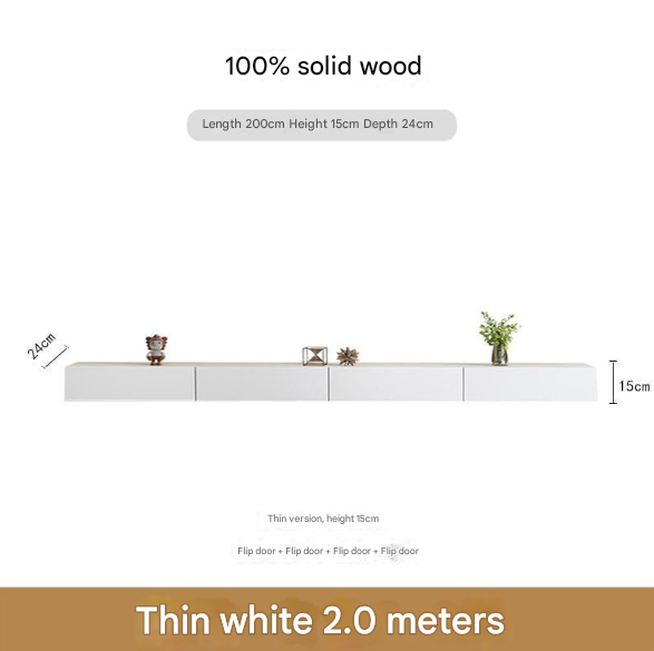 Minimalist Solid Wood Floating TV Cabinet – Wall-Mounted Media Console for Modern Living Rooms