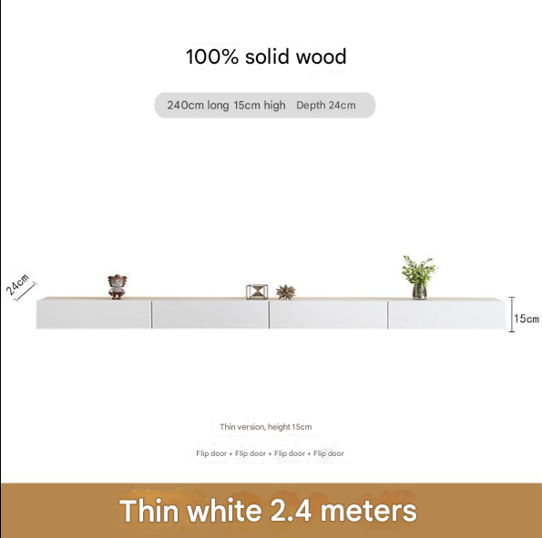 Minimalist Solid Wood Floating TV Cabinet – Wall-Mounted Media Console for Modern Living Rooms