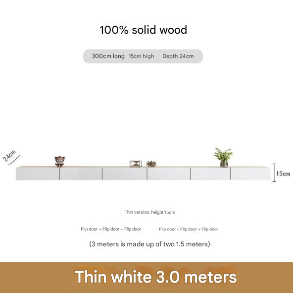 Minimalist Solid Wood Floating TV Cabinet – Wall-Mounted Media Console for Modern Living Rooms