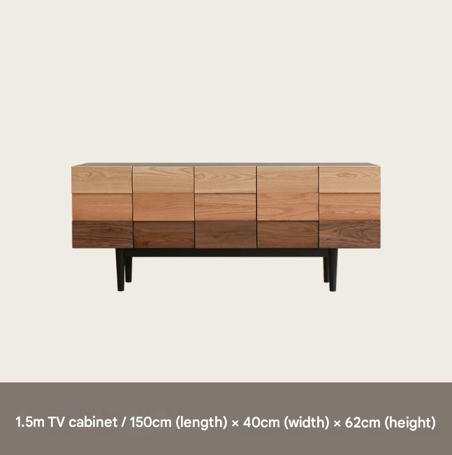Modern Minimalist Solid Wood TV Cabinet – Black Walnut Media Console with Storage