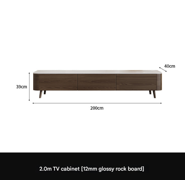 Nordic Walnut TV Cabinet & Coffee Table Set – Modern Rock Plate Living Room Furniture