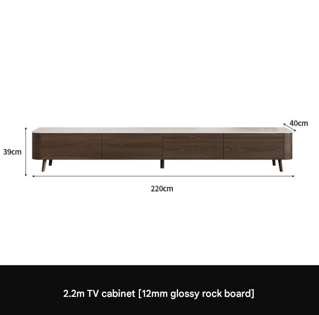 Nordic Walnut TV Cabinet & Coffee Table Set – Modern Rock Plate Living Room Furniture