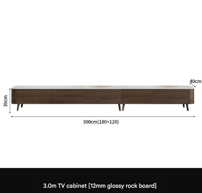 Nordic Walnut TV Cabinet & Coffee Table Set – Modern Rock Plate Living Room Furniture