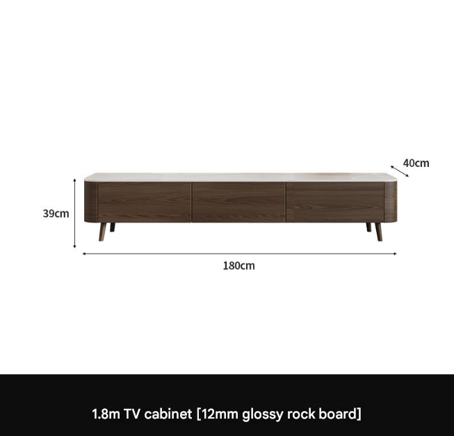 Nordic Walnut TV Cabinet & Coffee Table Set – Modern Rock Plate Living Room Furniture