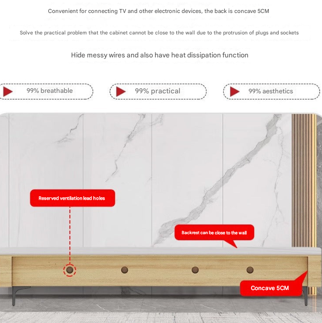 Nordic Walnut TV Cabinet & Coffee Table Set – Modern Rock Plate Living Room Furniture