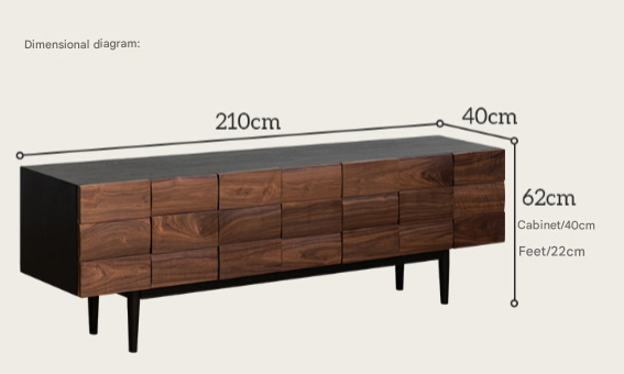 Modern Black Walnut Solid Wood TV Cabinet – Minimalist Audiovisual Console with Storage