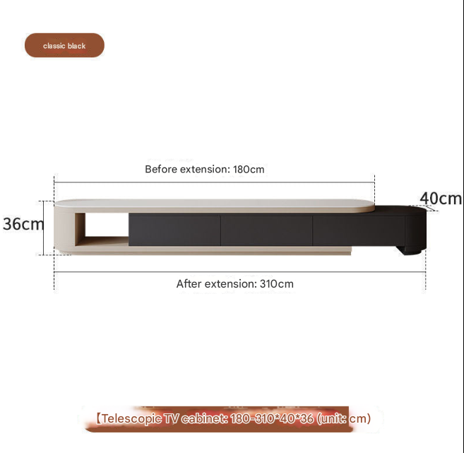 Light Luxury Cream TV Cabinet & Coffee Table – Modern Retractable Living Room Set