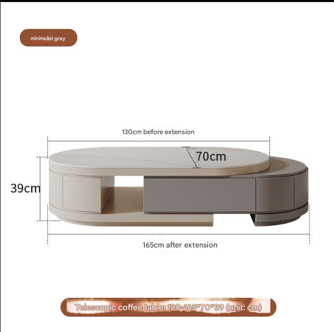 Light Luxury Cream TV Cabinet & Coffee Table – Modern Retractable Living Room Set