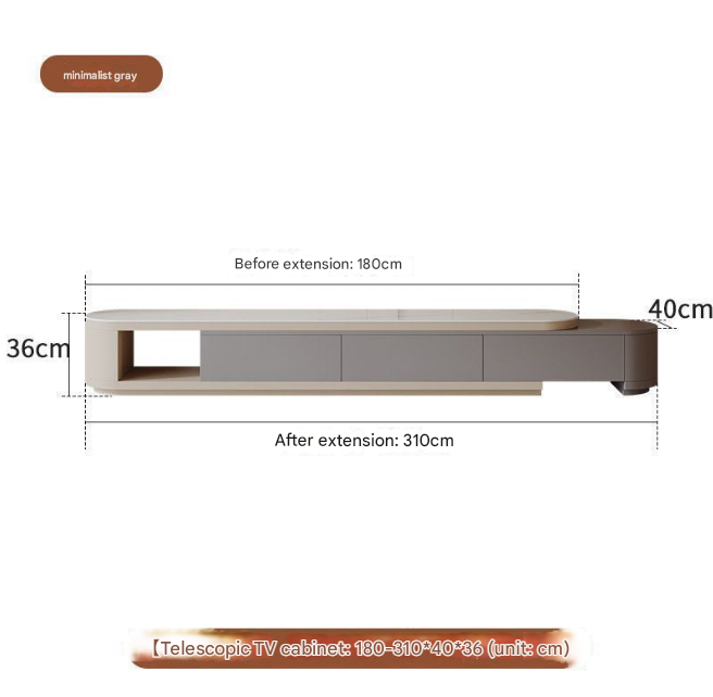 Light Luxury Cream TV Cabinet & Coffee Table – Modern Retractable Living Room Set