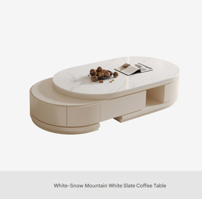 Light Luxury Cream TV Cabinet & Coffee Table – Modern Retractable Living Room Set