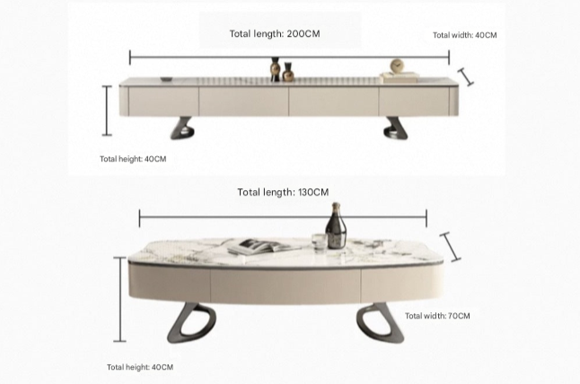 Italian Light Luxury TV Cabinet & Coffee Table – Modern Rock Plate Designer Living Room Set
