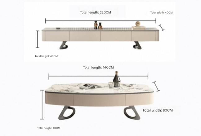 Italian Light Luxury TV Cabinet & Coffee Table – Modern Rock Plate Designer Living Room Set
