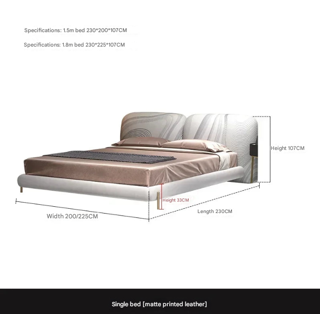 Nordic Luxury Leather Bed with Minimalist Design – Modern Queen & King Size Bedroom Furniture