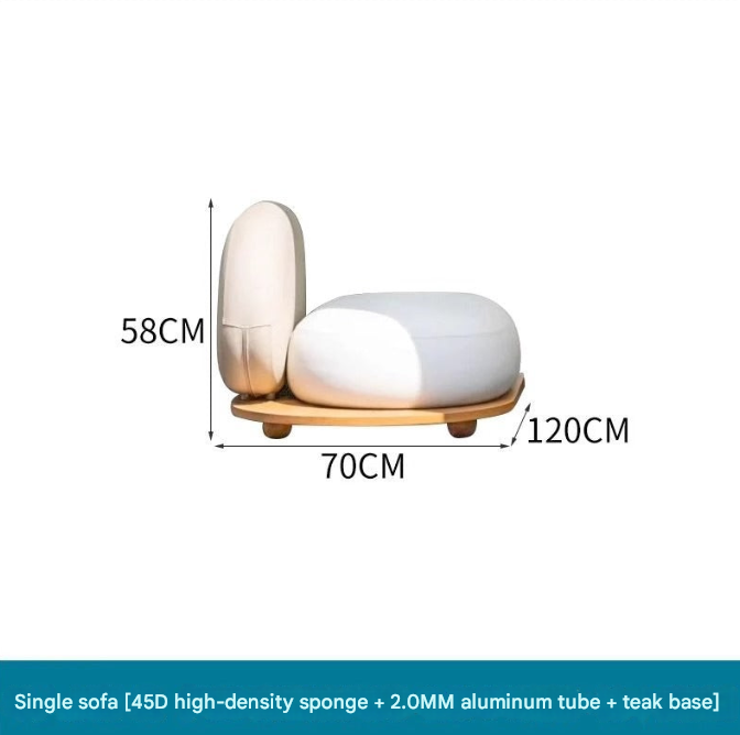 Modern Cloud Shape Outdoor Lounge Set – Teak Base Garden Sofa with Coffee Table