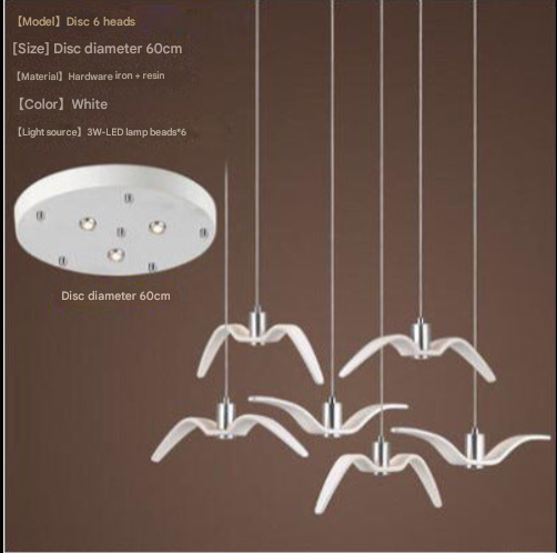 Nordic Seagull Pendant Light – Modern Bird-Inspired Resin Chandelier for Hotels, Restaurants, Lobbies
