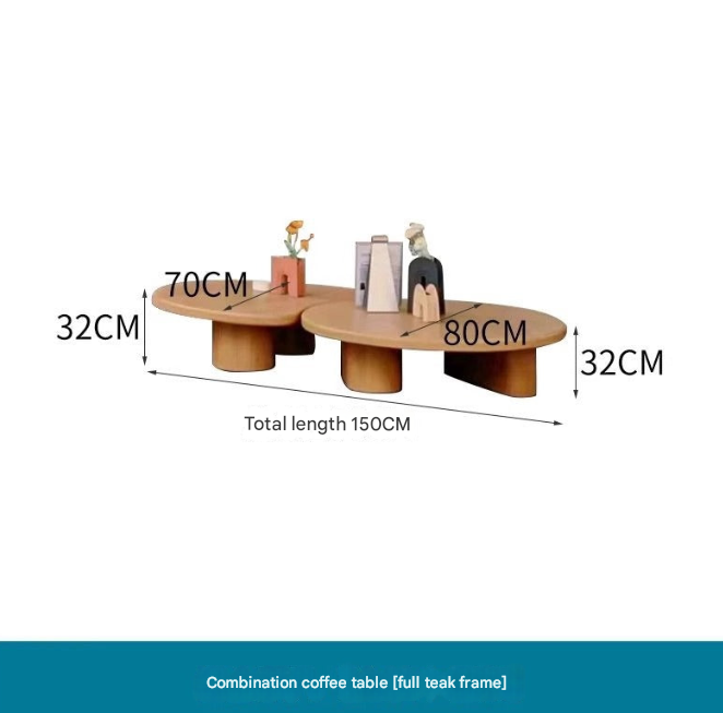 Modern Cloud Shape Outdoor Lounge Set – Teak Base Garden Sofa with Coffee Table