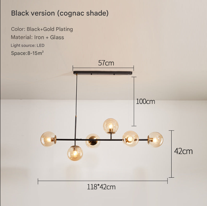 Modern 6-Light Molecular Chandelier – Glass Globe Pendant