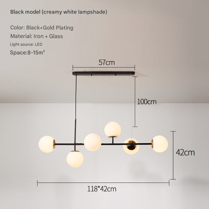 Modern 6-Light Molecular Chandelier – Glass Globe Pendant