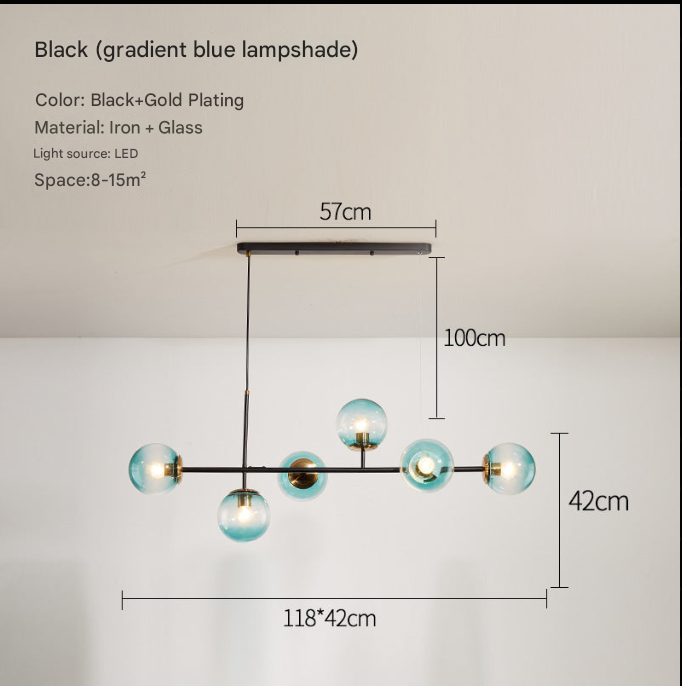 Modern 6-Light Molecular Chandelier – Glass Globe Pendant