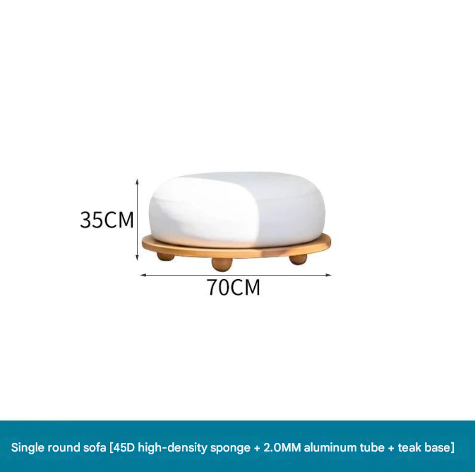 Modern Cloud Shape Outdoor Lounge Set – Teak Base Garden Sofa with Coffee Table