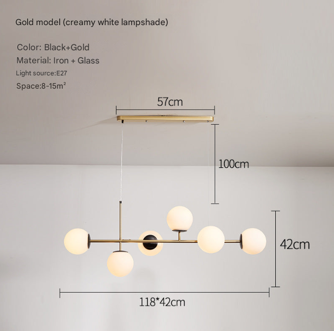 Modern 6-Light Molecular Chandelier – Glass Globe Pendant