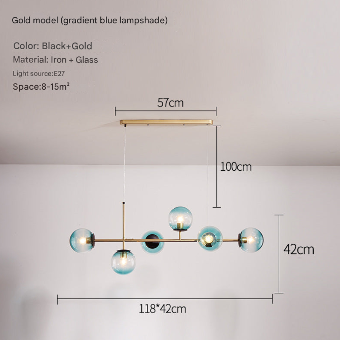 Modern 6-Light Molecular Chandelier – Glass Globe Pendant