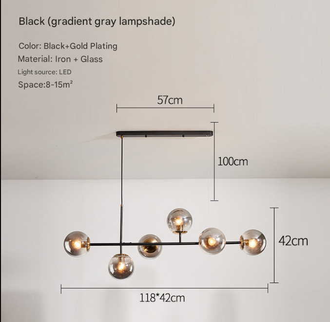 Modern 6-Light Molecular Chandelier – Glass Globe Pendant