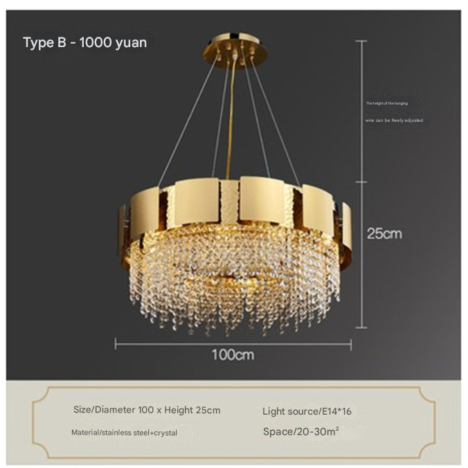 Hammered-Gold Cascade Crystal Chandelier – Tiered Luxury Ceiling Light