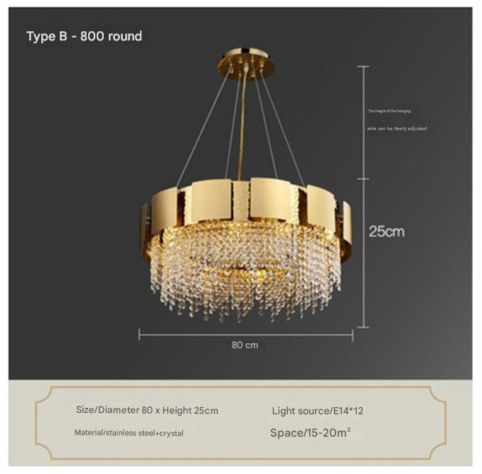 Hammered-Gold Cascade Crystal Chandelier – Tiered Luxury Ceiling Light