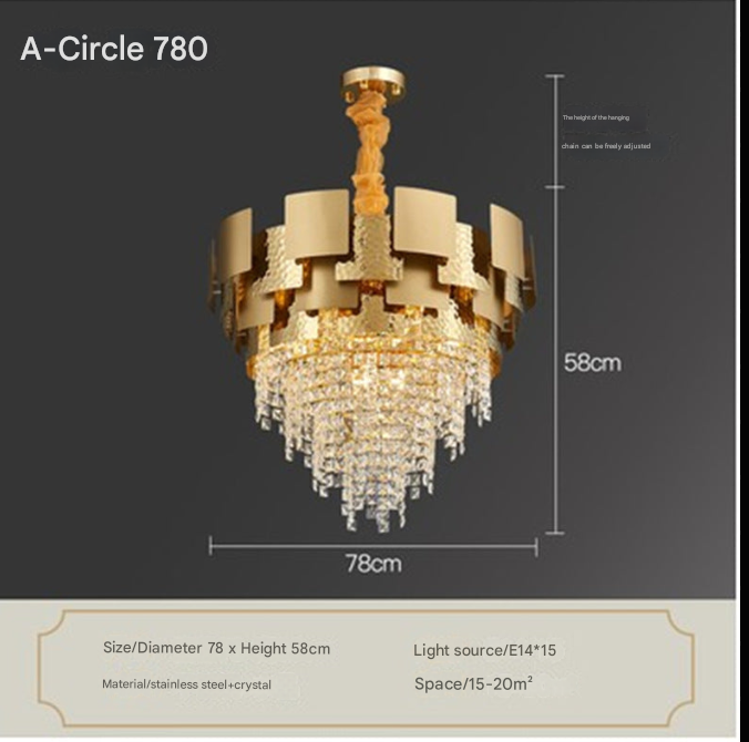 Hammered-Gold Cascade Crystal Chandelier – Tiered Luxury Ceiling Light