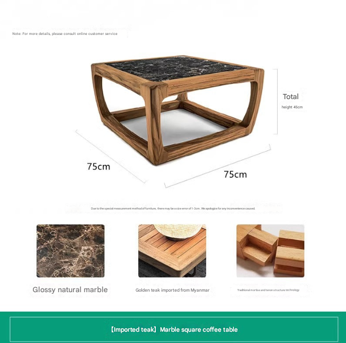 Nordic Teak Outdoor Armchair Set – Solid Wood Lounge Chair with Coffee Table