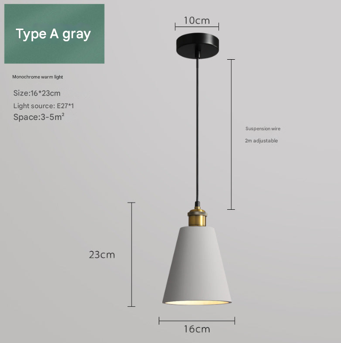 Nordic Industrial Style Three-head Restaurant Chandelier Macaron Simple Dining Table Bar Chandelier Bedroom Bedside Small Chandelier