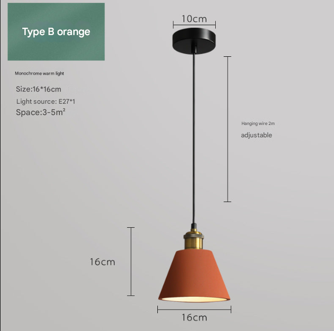 Nordic Industrial Style Three-head Restaurant Chandelier Macaron Simple Dining Table Bar Chandelier Bedroom Bedside Small Chandelier