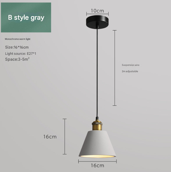 Nordic Industrial Style Three-head Restaurant Chandelier Macaron Simple Dining Table Bar Chandelier Bedroom Bedside Small Chandelier