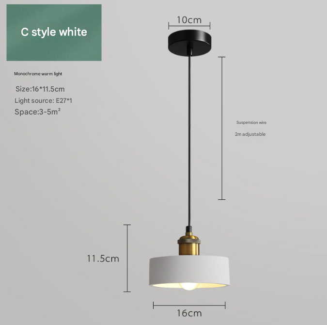 Nordic Industrial Style Three-head Restaurant Chandelier Macaron Simple Dining Table Bar Chandelier Bedroom Bedside Small Chandelier