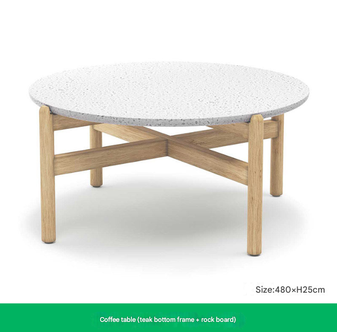 Nordic Teak Rope Outdoor Sofa Set – Waterproof Courtyard Seating with Coffee Table