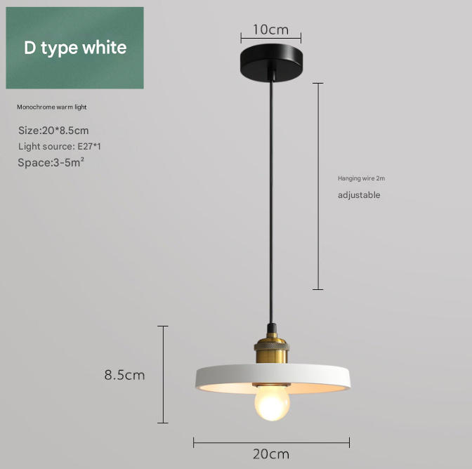 Nordic Industrial Style Three-head Restaurant Chandelier Macaron Simple Dining Table Bar Chandelier Bedroom Bedside Small Chandelier
