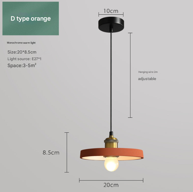 Nordic Industrial Style Three-head Restaurant Chandelier Macaron Simple Dining Table Bar Chandelier Bedroom Bedside Small Chandelier