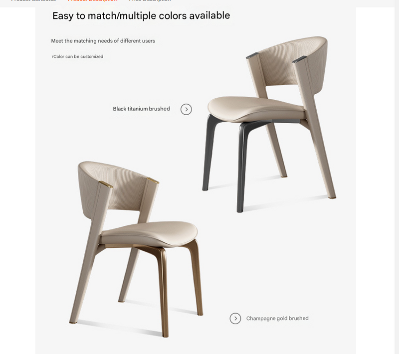 Light Luxury Leather Dining Chair – Nordic Modern Design with Solid Wood Frame