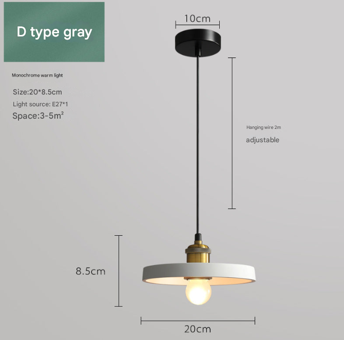 Nordic Industrial Style Three-head Restaurant Chandelier Macaron Simple Dining Table Bar Chandelier Bedroom Bedside Small Chandelier