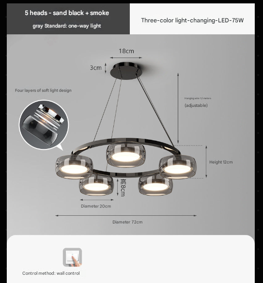 Modern Circular LED Pendant Light – Chrome Ring Chandelier for Dining & Living Room