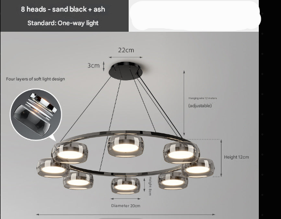 Modern Circular LED Pendant Light – Chrome Ring Chandelier for Dining & Living Room