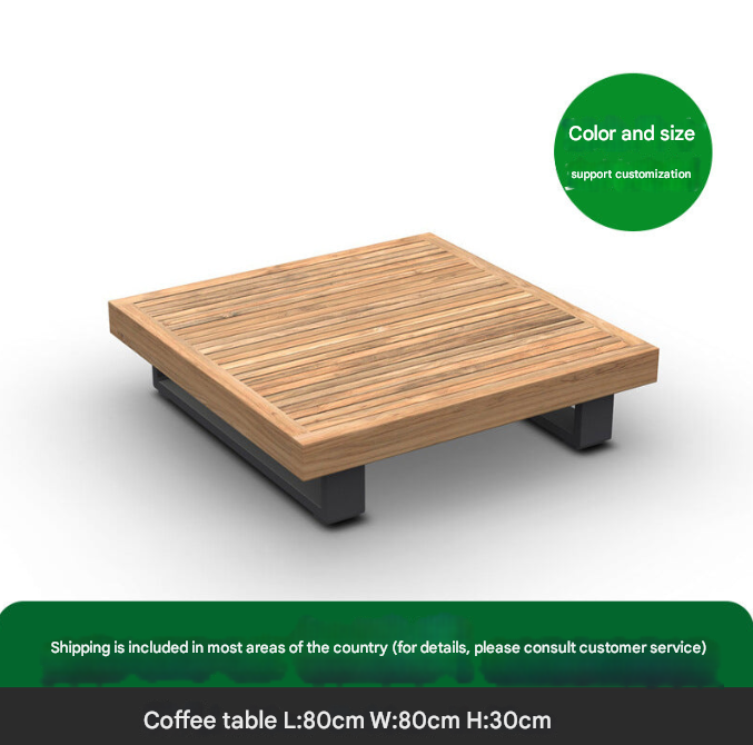 Modern Teak Garden Sofa Set – Nordic L-Shaped Outdoor Seating with Coffee Tables