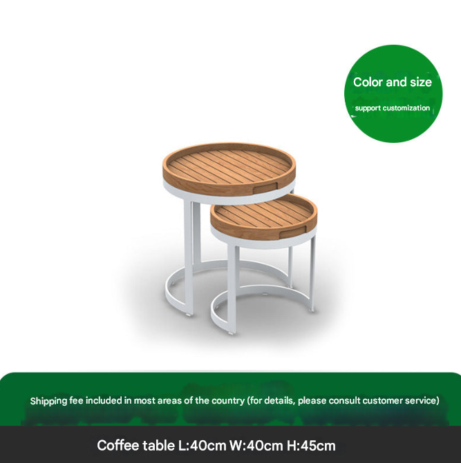 Modern Teak Garden Sofa Set – Nordic L-Shaped Outdoor Seating with Coffee Tables