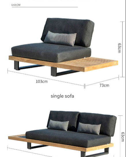 Modern Teak Garden Sofa Set – Nordic L-Shaped Outdoor Seating with Coffee Tables