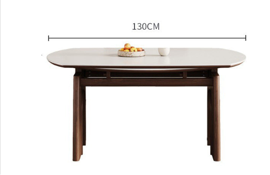Dining table with dimensions labeled on a white background