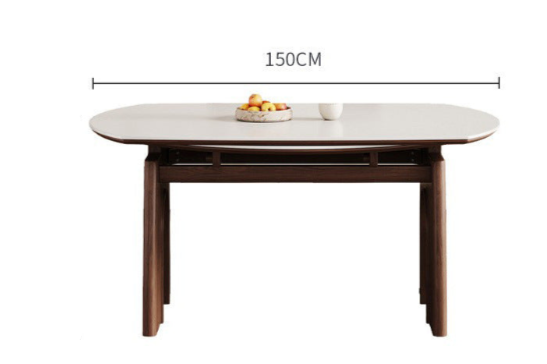 Retro Modern Solid Wood Dining Table – Italian Minimalist Rock Plate Top with Designer Chair Options